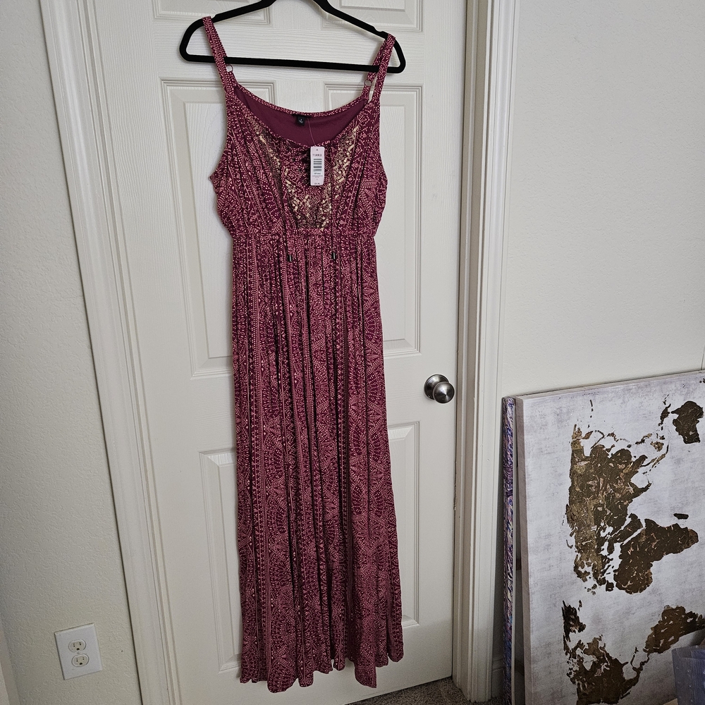 torrid Mauve Printed Maxi Dress with Lace Bodice